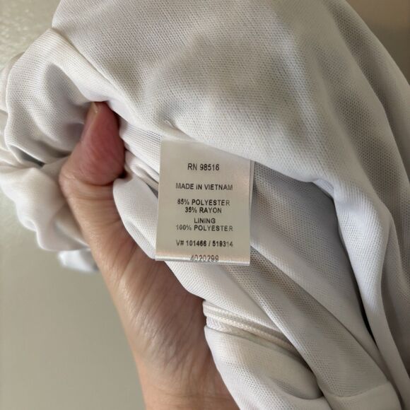 Coldwater Creek Ruched Dress Gray White Polka Dot Career Office Mature Sz 14 - Picture 6 of 8